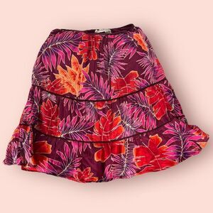 Y2K Hawaiian Floral Tropical Tiered Mini Skirt